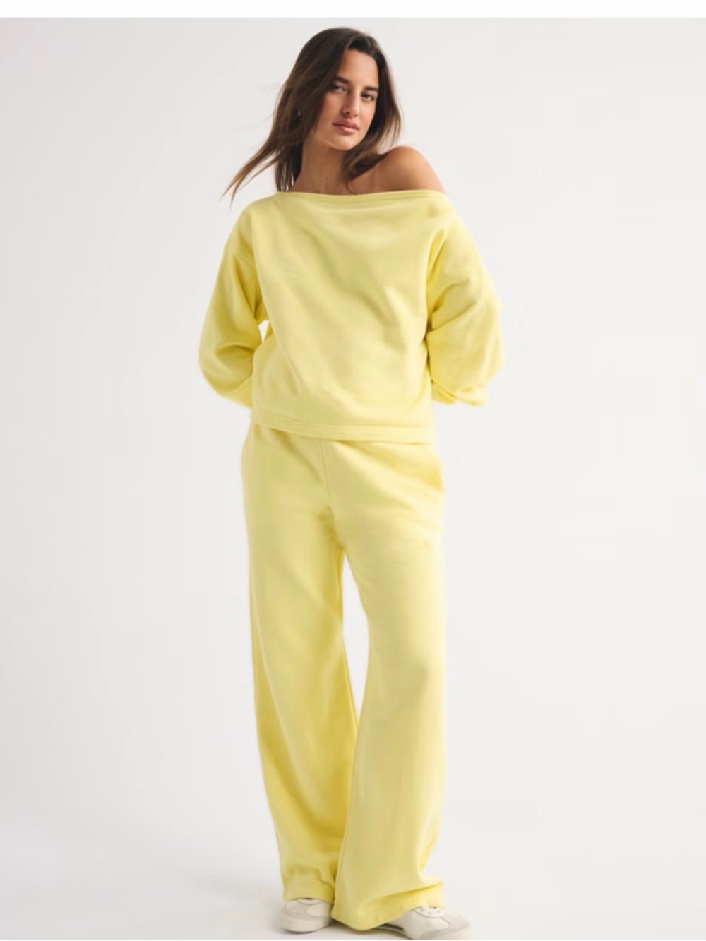 NWT Abercrombie & Fitch Sunday Sets Butter Yellow Drawstring Sweatsuit